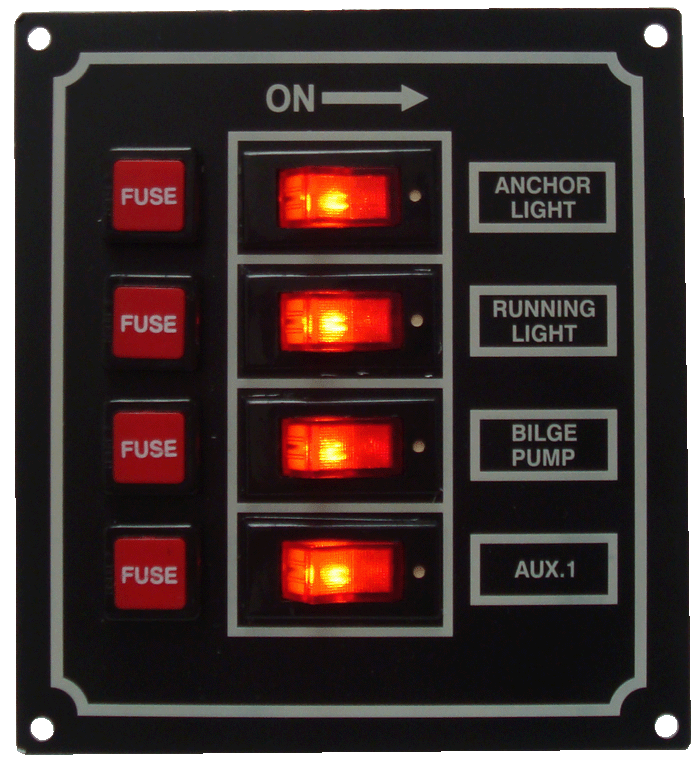 4 SWITCH PANEL / BOAT / MARINE Navigation Stern lights Illuminating